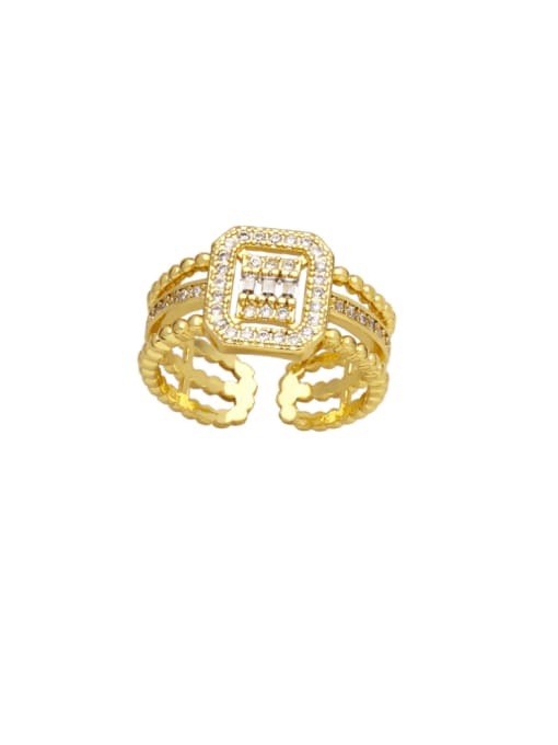 CC Brass Cubic Zirconia Geometric Trend Stackable Ring 3