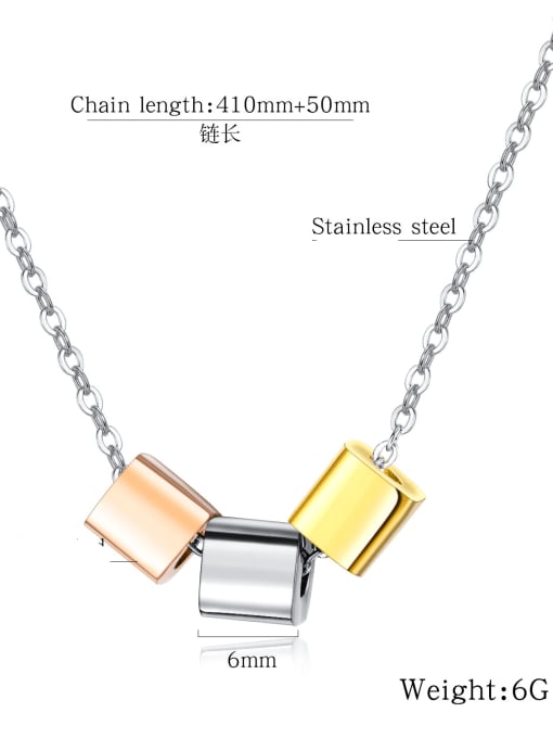 Open Sky Titanium  Minimalist Three-color small square pendant Necklace 4