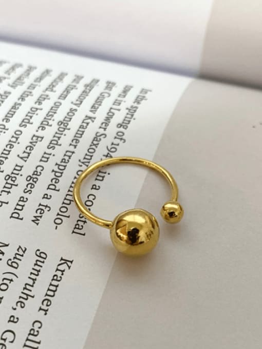 golden 925 Sterling Silver Ball Minimalist  Free Size Midi Ring