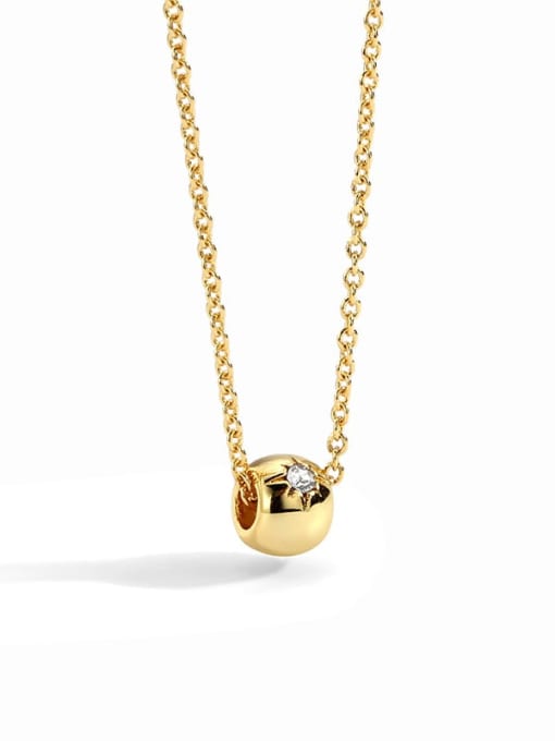 Gold Diamond Necklace Brass Rhinestone Round Minimalist pendant Necklace