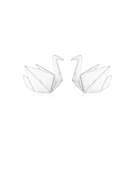 CCUI 925 Sterling Silver Irregular Minimalist    Thousand paper cranes Study Earring 0