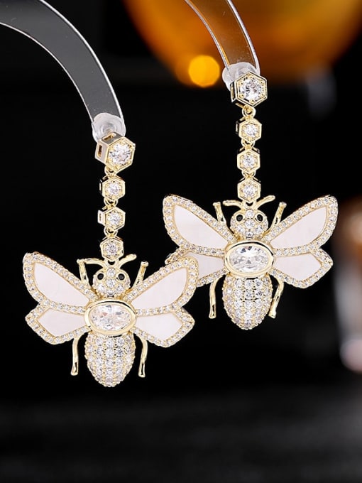 Luxu Brass Cubic Zirconia Enamel Butterfly Luxury Drop Earring 4