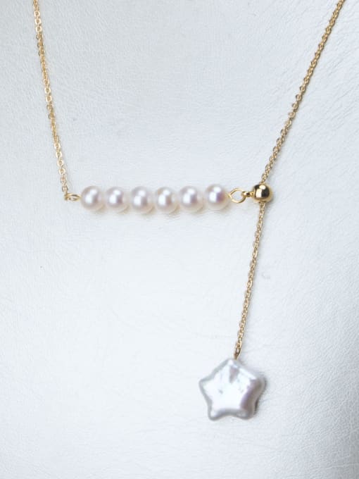 RAIN Brass Freshwater Pearl Irregular Minimalist Necklace 3