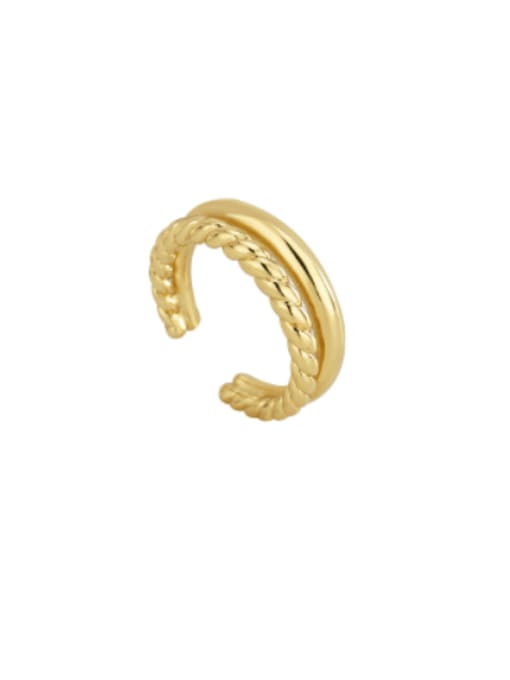 CHARME Brass Irregular Minimalist  Twist Double Layer  Stackable Ring 0