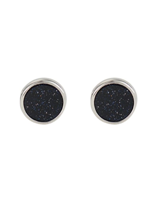 XBOX 925 Sterling Silver Obsidian Round Minimalist Stud Earring 0