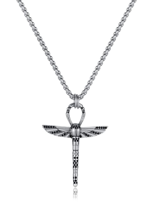 GX2343 steel single pendant Stainless steel Dragonfly Vintage Regligious Necklace