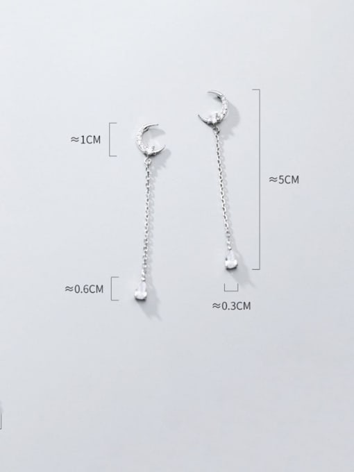 Rosh 925 Sterling Silver Cubic Zirconia Tassel Minimalist Threader Earring 2