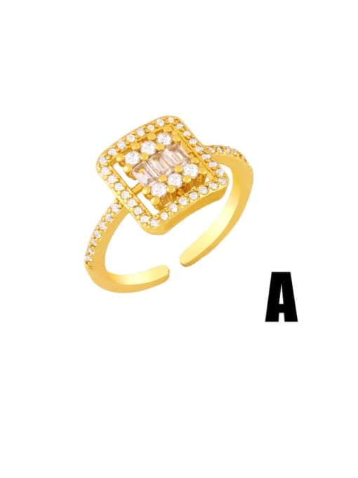 A Brass Cubic Zirconia Geometric Vintage Band Ring
