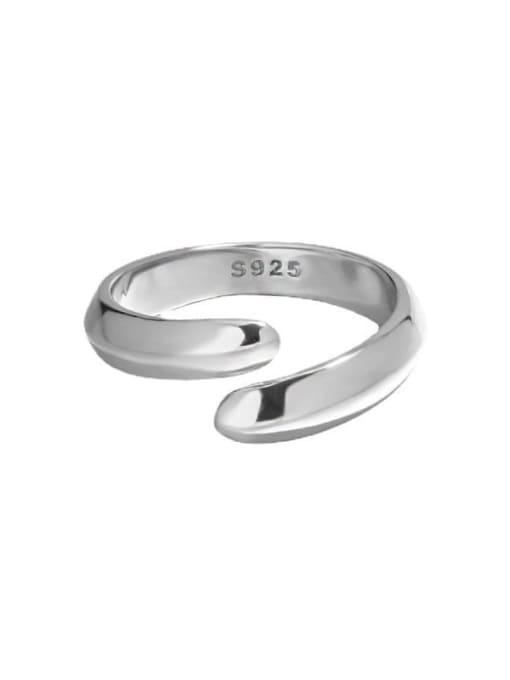 Platinum 【 Adjustable No.13 】 925 Sterling Silver Geometric Minimalist Band Ring