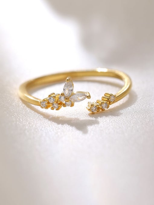 RS1046 【 Gold 】 925 Sterling Silver Cubic Zirconia Irregular Dainty Band Ring