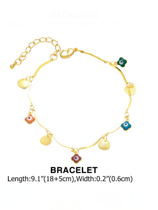 Bracelet Brass Enamel Bohemia Flower  Bracelet and Necklace Set