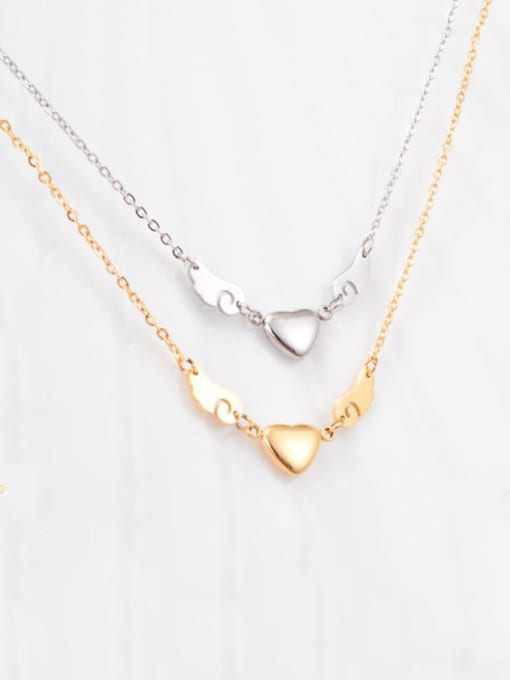 A TEEM Titanium Smooth Wings Heart  Necklace