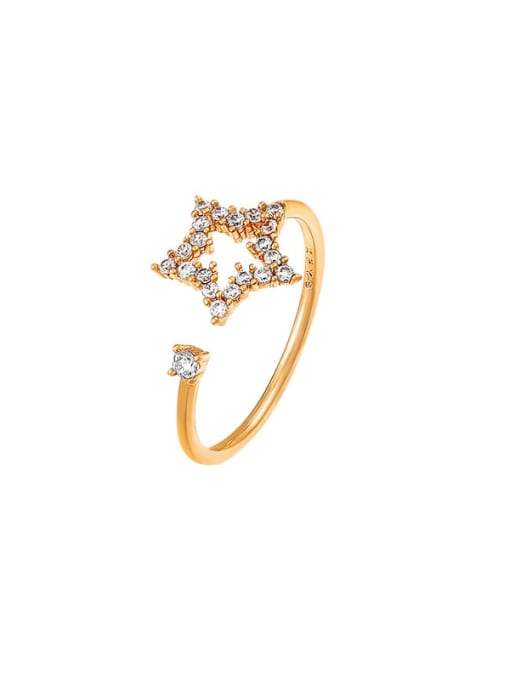 18K gold plating Alloy Cubic Zirconia Star Dainty Band Ring