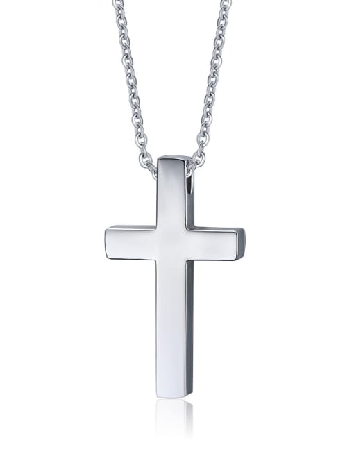 Steel color Stainless Steel  Smooth Cross Minimalist Regligious Necklace