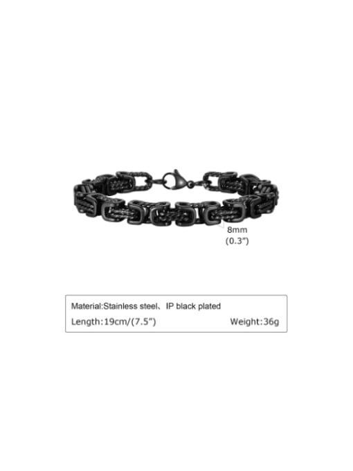 Black 19cm Stainless steel Irregular Vintage Link Bracelet