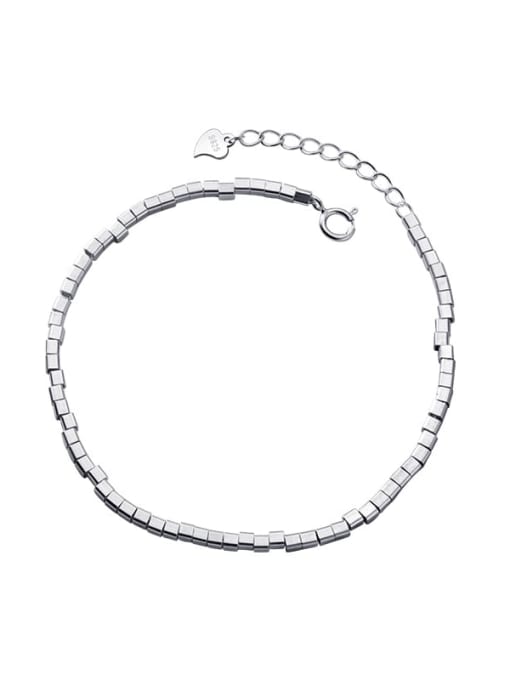 Rosh 925 Sterling Silver Square Minimalist Beaded Bracelet 0