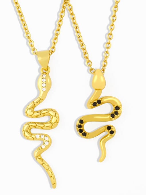 CC Copper Cubic Zirconia Snake Ethnic Necklace
