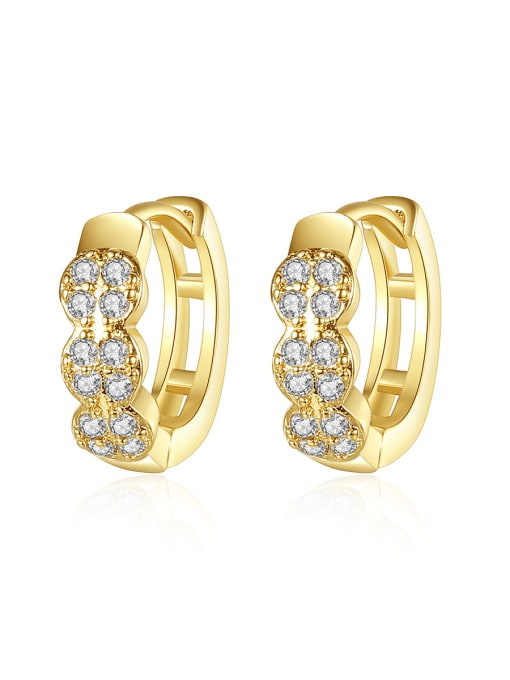 BLING SU Brass Cubic Zirconia Geometric Luxury Huggie Earring