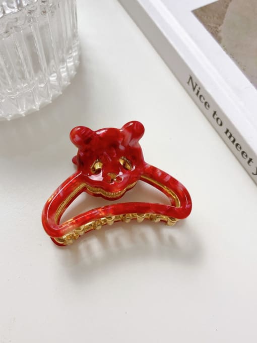 Bear ruby red 4.5cm Cellulose Acetate Minimalist Heart Alloy Jaw Hair Claw