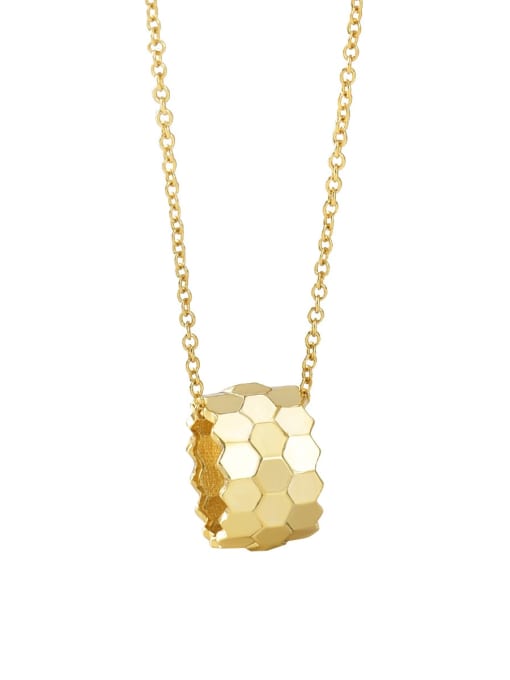 CHARME Brass Smooth Geometric Minimalist  Honeycomb Transfer Bead Necklace 0