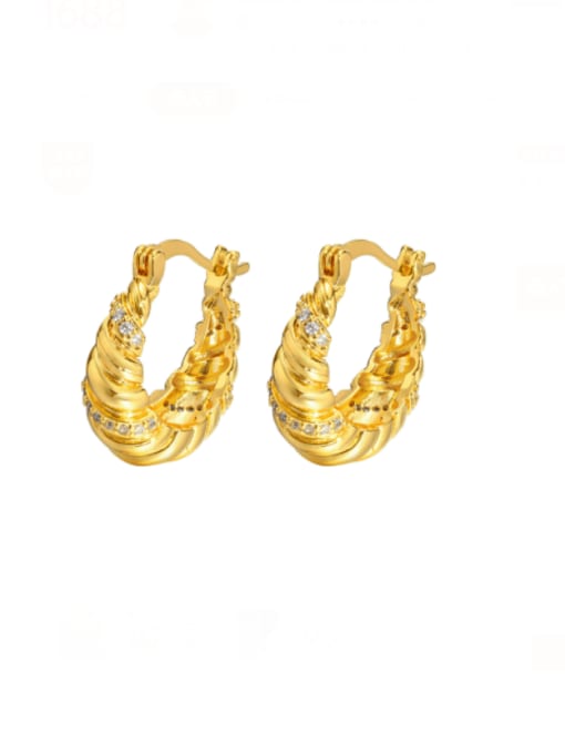 LI MUMU Brass Cubic Zirconia Geometric Vintage Huggie Earring 0