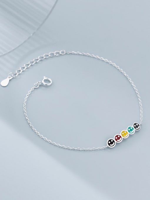 Rosh 925 Sterling Silver Enamel Smiley Cute Link Bracelet 0