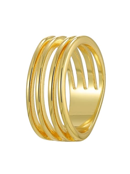 Gold multi-layer hollowed out ring Brass Geometric Minimalist Stackable Ring