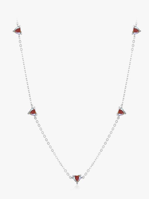MODN 925 Sterling Silver Cubic Zirconia Heart Minimalist Necklace