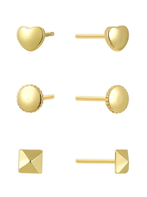 Gold 3 Earnail Set Brass Geometric Minimalist Stud Earring