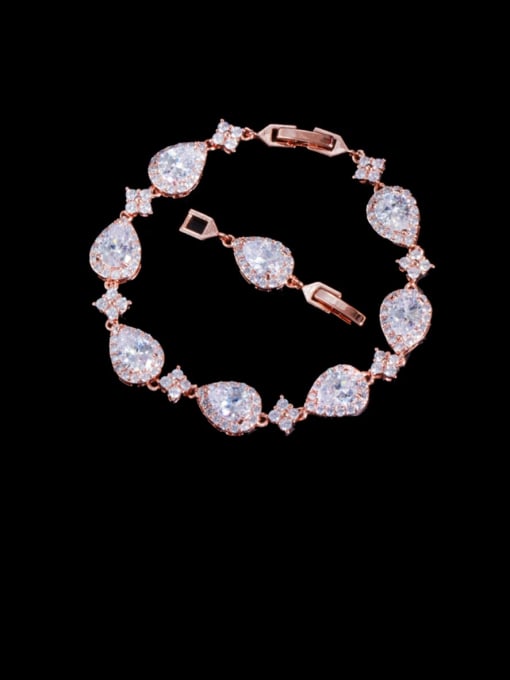 L.WIN Brass Cubic Zirconia Water Drop Luxury Bracelet 2