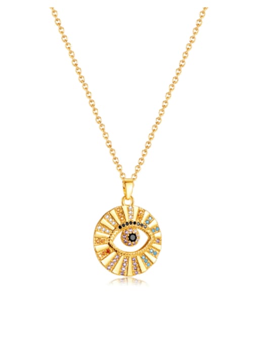 GDX108 gold Stainless steel Cubic Zirconia Evil Eye Minimalist Necklace