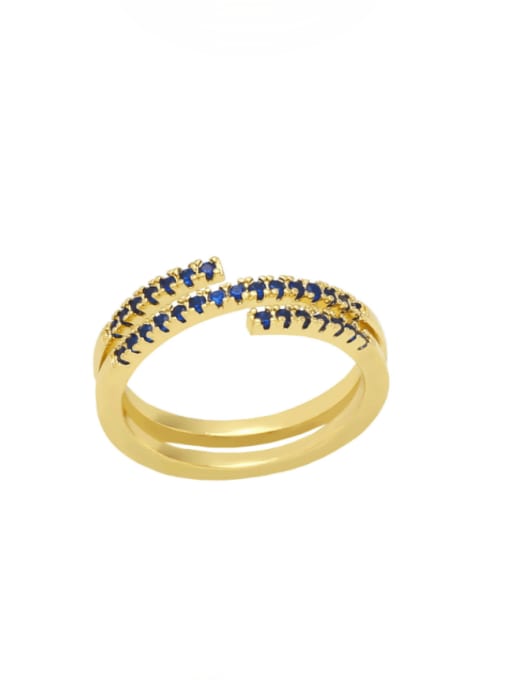 blue Brass Cubic Zirconia Irregular Trend Stackable Ring