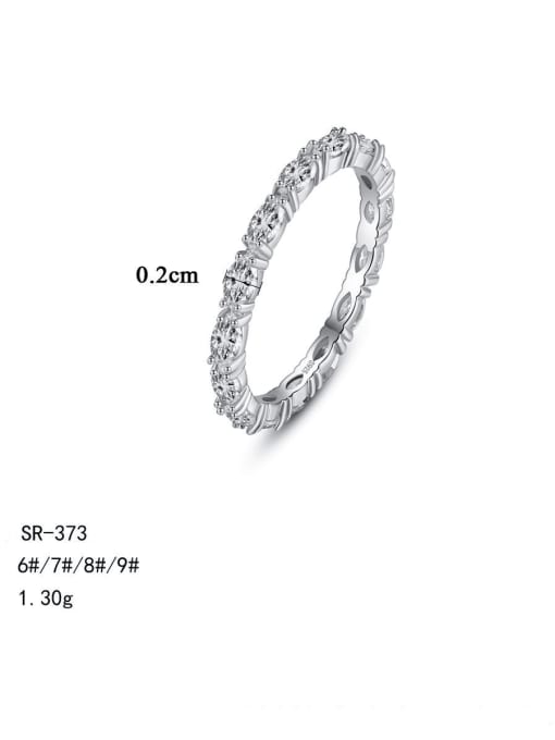 CCUI 925 Sterling Silver Cubic Zirconia White Geometric Minimalist Band Ring 3
