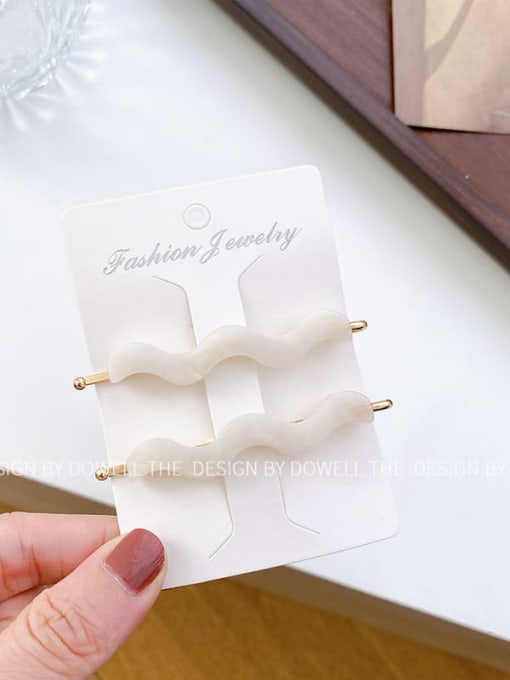 Off white 7cm Cellulose Acetate Trend Irregular Alloy Hair Pin