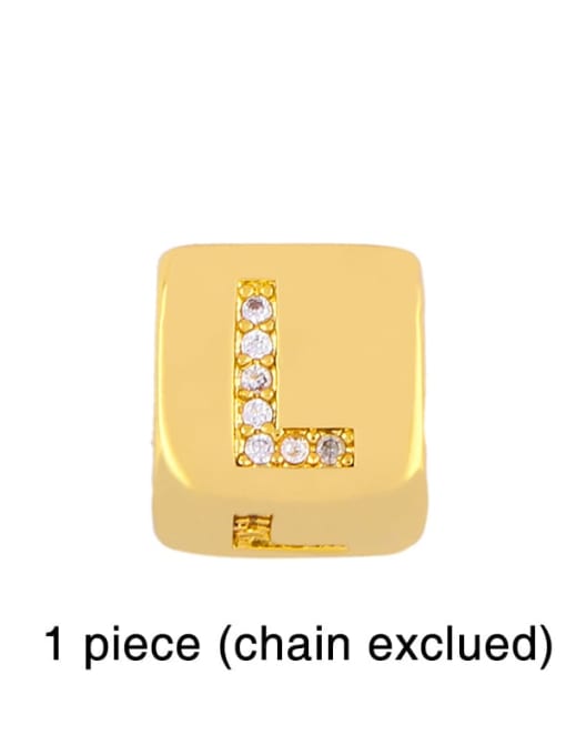 L Brass Cubic Zirconia square  Letter Minimalist Adjustable Bracelet