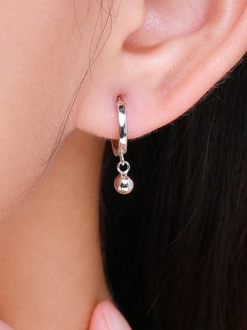 MODN 925 Sterling Silver Bead Geometric Minimalist Huggie Earring 1