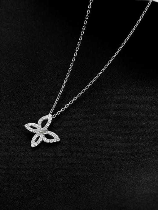 BeiFei Minimalism Silver 925 Sterling Silver Cubic Zirconia Butterfly Dainty Necklace 3