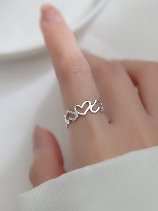 Rosh 925 Sterling Silver Heart Minimalist Band Ring 3
