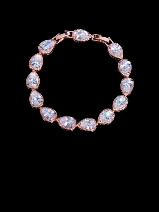 L.WIN Brass Cubic Zirconia Water Drop Luxury Bracelet 0