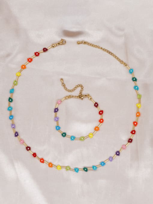 MMBEADS Bohemia Flower Miyuki Millet Bead Multi Color Bracelet and Necklace Set