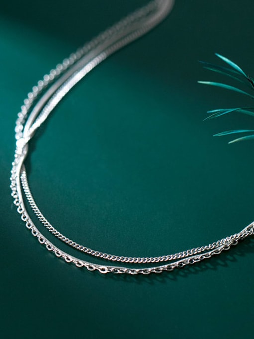 Rosh 925 Sterling Silver Minimalist Multi Strand Necklace