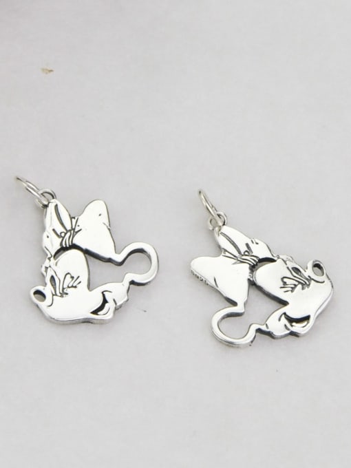 SHUI Vintage Sterling Silver With High Polish Minimalist Mickey Mouse Pendants Diy Accessories 2