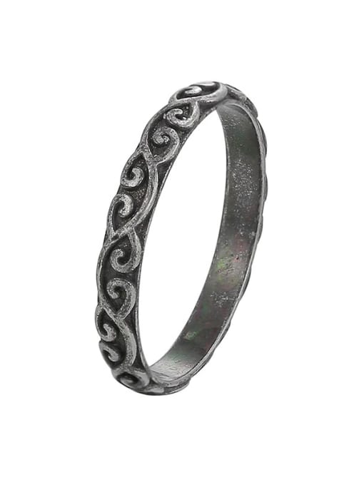 Ancient Silver National Style Ring Brass Geometric Vintage Band Ring