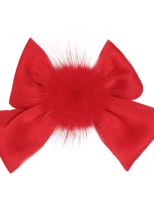 3 festive red Alloy Fabric Cute Bowknot  Multi Color Hair Barrette