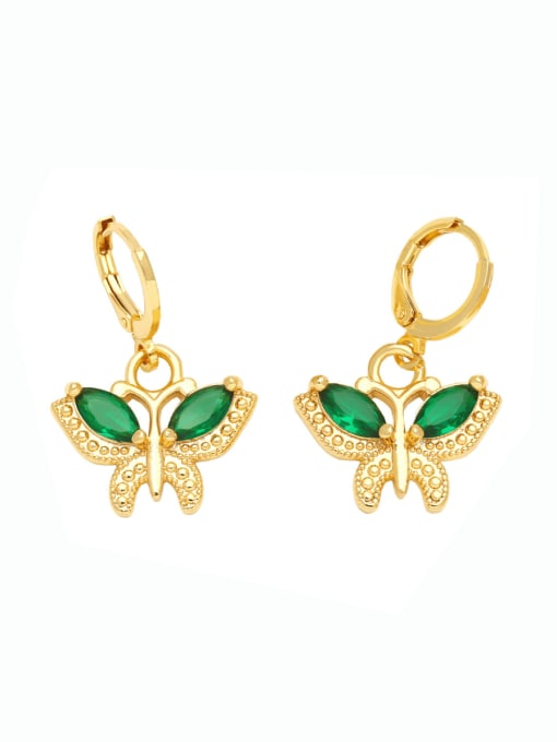 CC Brass Cubic Zirconia Butterfly Trend Huggie Earring