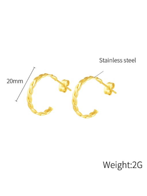 Open Sky Titanium Steel Twist Weave Minimalist C Shape Earring 3