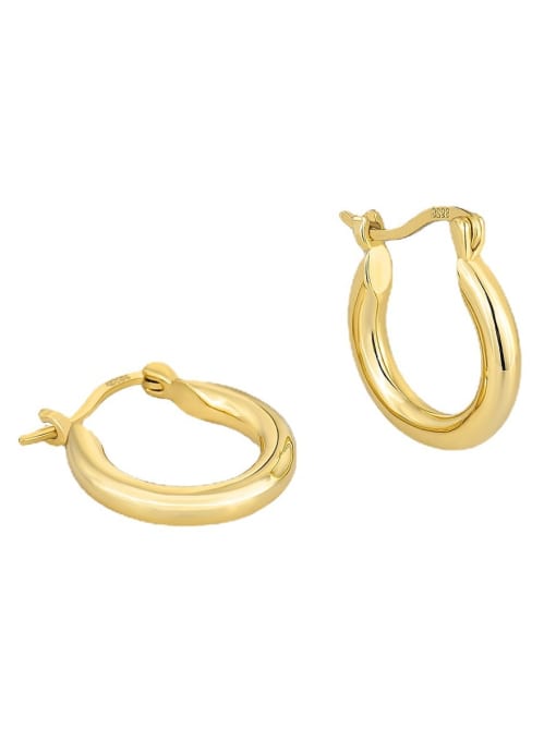 CHARME Brass Smooth Hollow Round Minimalist Huggie Earring 0