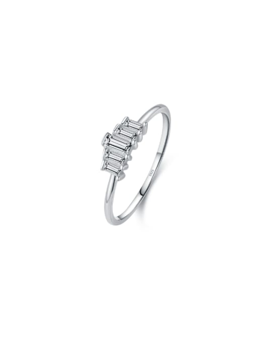 Silver 925 Sterling Silver Cubic Zirconia Geometric Dainty Band Ring