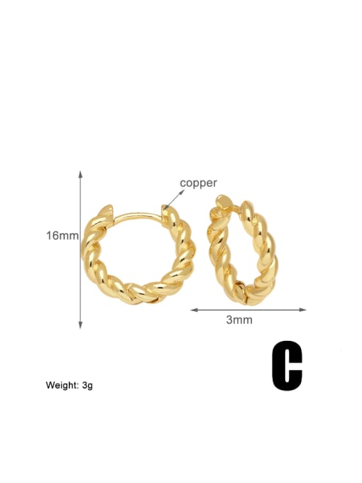CC Brass Twist Geometric Hip Hop Hoop Earring 2