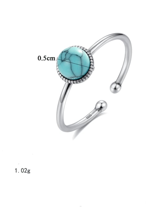CCUI 925 Sterling Silver Minimalist Round  Turquoise  Band Ring 3